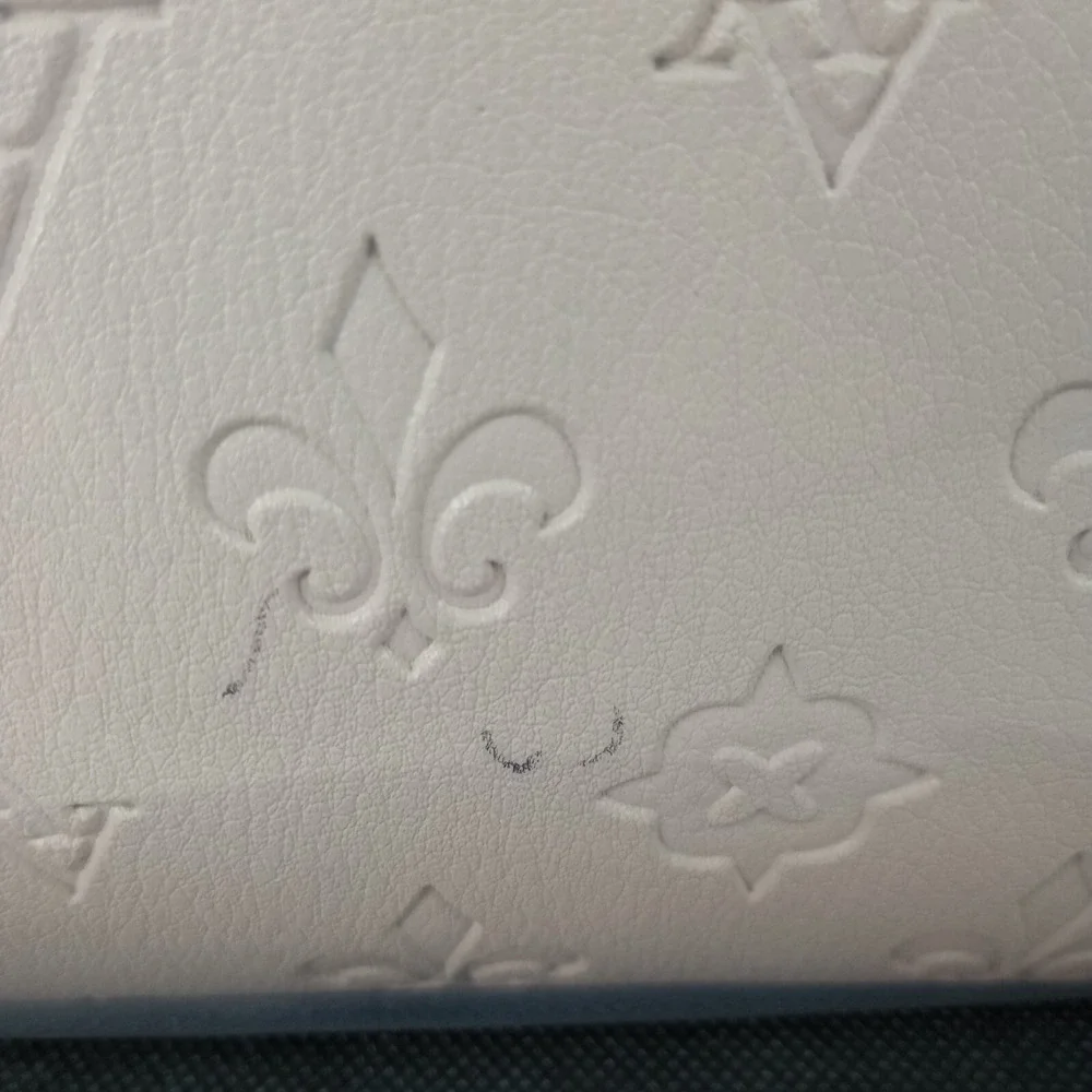 Adrienne Vittadini Cream Brown Black Gold Handbag Embossed Fleur De Lis Logo